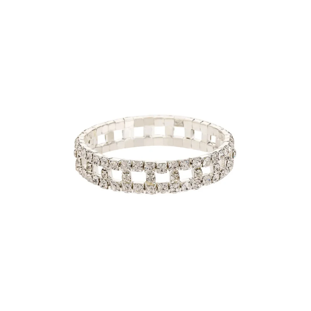 Bracelet extensible à cristaux carrés ajourés