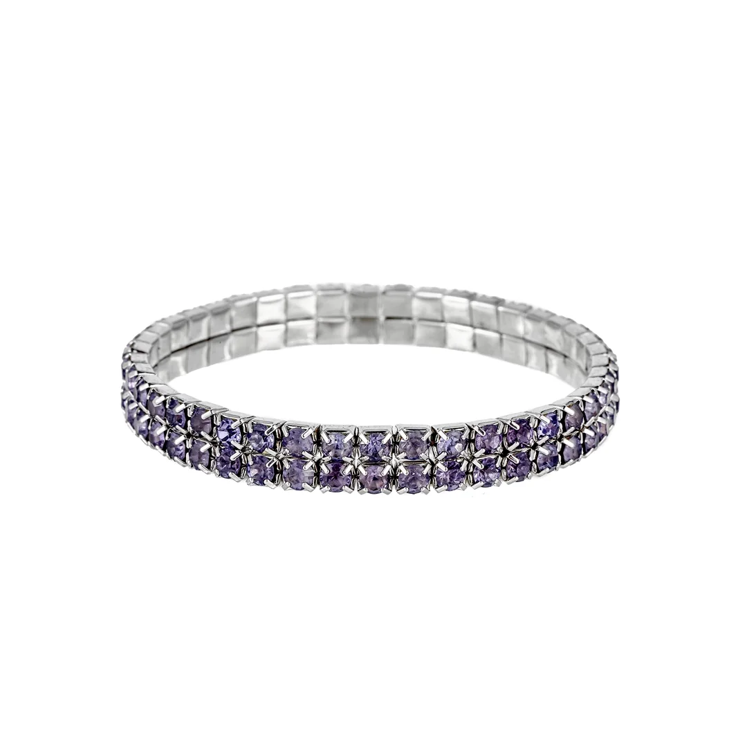 Bracelet bandeau à deux rangées de cristaux couleur améthyste