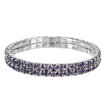 Bracelet bandeau à deux rangées de cristaux couleur améthyste