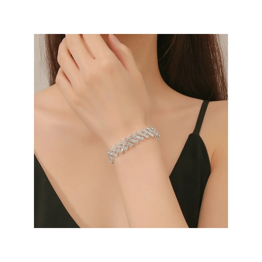 Bracelet à feuilles en cristaux