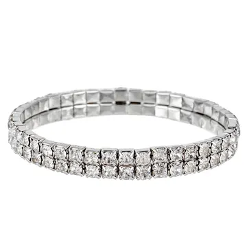 Bracelet bandeau à deux rangées de cristaux incolores