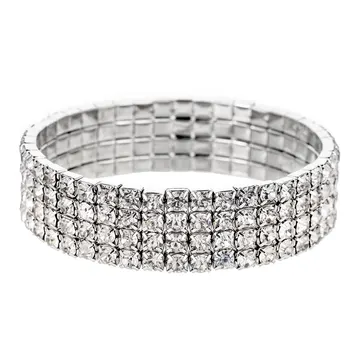 Bracelet bandeau multirang à cristaux incolores